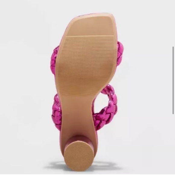 NWT Hot Pink Braided Heeled Sandals - Picture 4 of 12